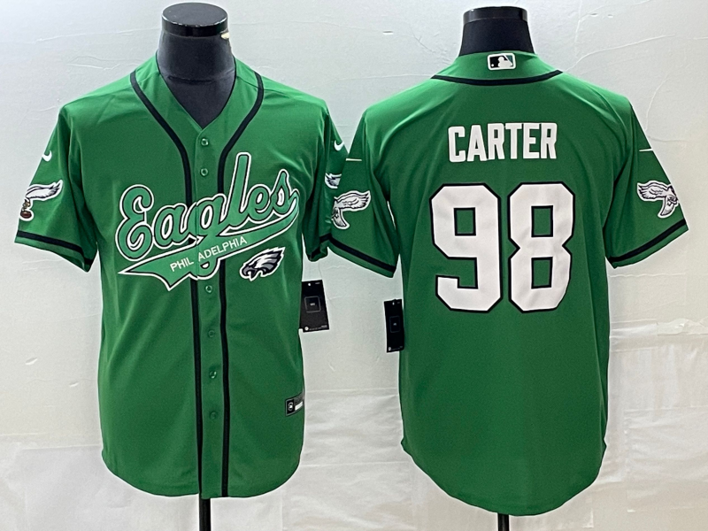 Men's Philadelphia Eagles Jalen Carter #98 Kelly Green Jersey Joint Edition